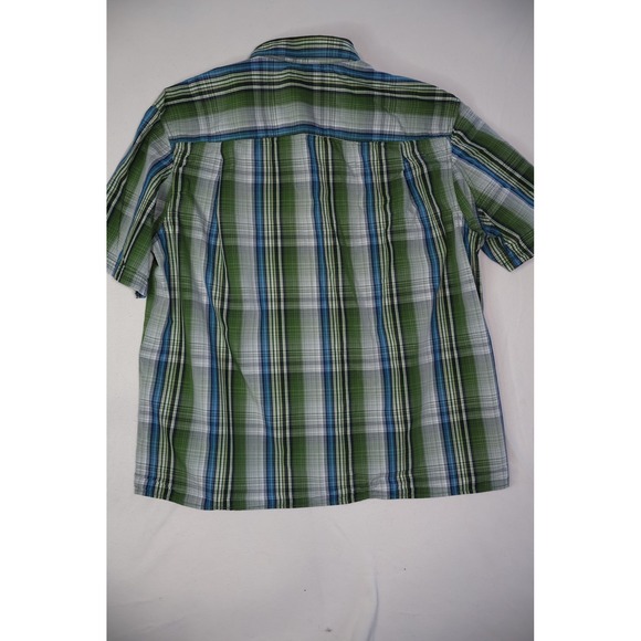 Duluth Trading Co Mens XL Plaid Short Sleeve Button Down Shirt Green Blue Cotton - Picture 4 of 4